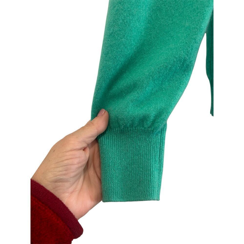 Alan Flusser Men’s 100% Cashmere V Neck Sweater Size M Teal Luxury Knit - Picture 3 of 8